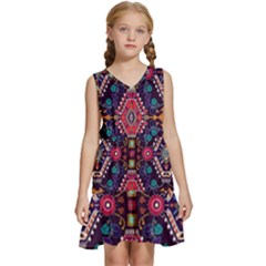 Pattern Ornament Motif Colorful Texture Kids  Sleeveless Tiered Mini Dress by Grandong