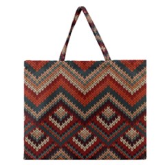 Pattern Knitting Texture Zipper Large Tote Bag by Grandong