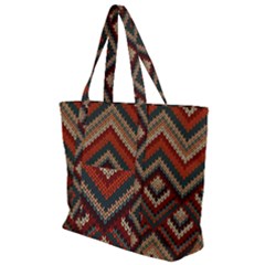 Pattern Knitting Texture Zip Up Canvas Bag by Grandong