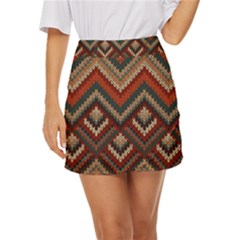 Pattern Knitting Texture Mini Front Wrap Skirt