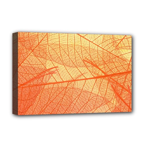 Abstract Texture Of Colorful Bright Pattern Transparent Leaves Orange And Yellow Color Deluxe Canvas 18  X 12  (stretched) by Grandong