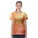 Abstract Texture Of Colorful Bright Pattern Transparent Leaves Orange And Yellow Color Women s Sport Mesh T-Shirt View1