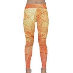 Abstract Texture Of Colorful Bright Pattern Transparent Leaves Orange And Yellow Color Classic Yoga Leggings by Grandong