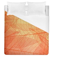 Abstract Texture Of Colorful Bright Pattern Transparent Leaves Orange And Yellow Color Duvet Cover (queen Size) by Grandong