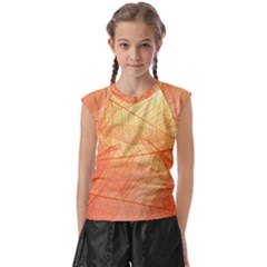 Abstract Texture Of Colorful Bright Pattern Transparent Leaves Orange And Yellow Color Kids  Raglan Cap Sleeve T-shirt by Grandong