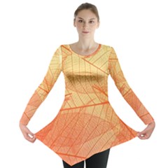 Abstract Texture Of Colorful Bright Pattern Transparent Leaves Orange And Yellow Color Long Sleeve Tunic  by Grandong