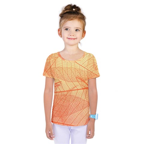 Abstract Texture Of Colorful Bright Pattern Transparent Leaves Orange And Yellow Color Kids  One Piece T-shirt by Grandong