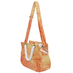 Abstract Texture Of Colorful Bright Pattern Transparent Leaves Orange And Yellow Color Rope Handles Shoulder Strap Bag by Grandong