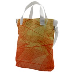 Abstract Texture Of Colorful Bright Pattern Transparent Leaves Orange And Yellow Color Canvas Messenger Bag by Grandong