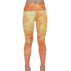 Abstract Texture Of Colorful Bright Pattern Transparent Leaves Orange And Yellow Color Lightweight Velour Classic Yoga Leggings by Grandong