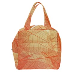 Abstract Texture Of Colorful Bright Pattern Transparent Leaves Orange And Yellow Color Boxy Hand Bag by Grandong