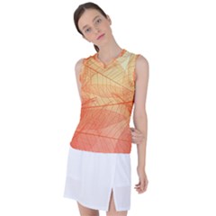 Abstract Texture Of Colorful Bright Pattern Transparent Leaves Orange And Yellow Color Women s Sleeveless Sports Top by Grandong