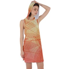 Abstract Texture Of Colorful Bright Pattern Transparent Leaves Orange And Yellow Color Racer Back Hoodie Dress by Grandong