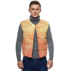 Abstract Texture Of Colorful Bright Pattern Transparent Leaves Orange And Yellow Color Men s Button Up Puffer Vest	 by Grandong