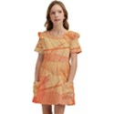 Abstract Texture Of Colorful Bright Pattern Transparent Leaves Orange And Yellow Color Kids  Frilly Sleeves Pocket Dress View1