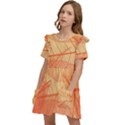 Abstract Texture Of Colorful Bright Pattern Transparent Leaves Orange And Yellow Color Kids  Frilly Sleeves Pocket Dress View3