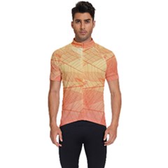 Abstract Texture Of Colorful Bright Pattern Transparent Leaves Orange And Yellow Color Men s Short Sleeve Cycling Jersey by Grandong