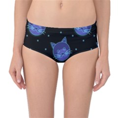 Vector Illustration Of Cat Animal Face Pattern Mid-waist Bikini Bottoms by Ndabl3x