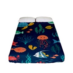 Fish Sea Animals Pattern Fitted Sheet (full/ Double Size) by Ndabl3x