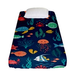 Fish Sea Animals Pattern Fitted Sheet (single Size) by Ndabl3x