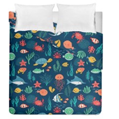 Fish Sea Animals Pattern Duvet Cover Double Side (queen Size) by Ndabl3x