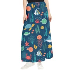 Fish Sea Animals Pattern Maxi Chiffon Skirt by Ndabl3x