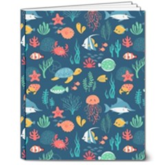 Fish Sea Animals Pattern 8  X 10  Softcover Notebook by Ndabl3x