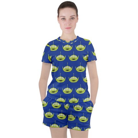 Alien Pattern Women s T-shirt And Shorts Set by Ndabl3x