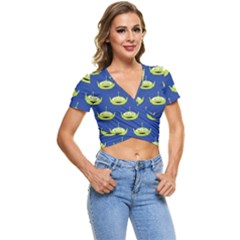 Alien Pattern Short Sleeve Foldover T-shirt by Ndabl3x