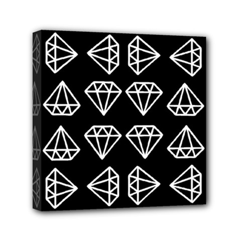 Black Diamond Pattern Mini Canvas 6  X 6  (stretched) by Ndabl3x