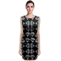 Black Diamond Pattern Classic Sleeveless Midi Dress