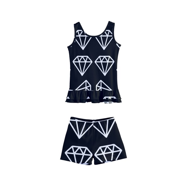 Black Diamond Pattern Kids  Boyleg Swimsuit