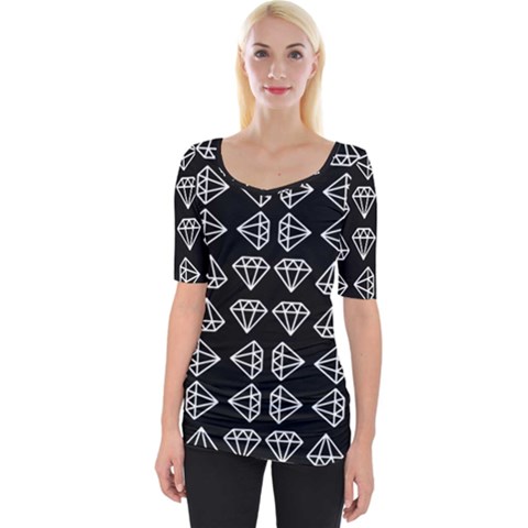 Black Diamond Pattern Wide Neckline T-shirt by Ndabl3x