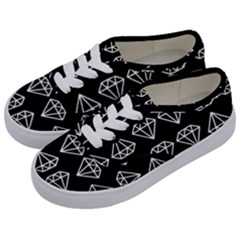 Black Diamond Pattern Kids  Classic Low Top Sneakers by Ndabl3x