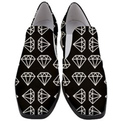 Black Diamond Pattern Women Slip On Heel Loafers by Ndabl3x