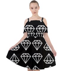 Black Diamond Pattern Cut Out Shoulders Chiffon Dress by Ndabl3x