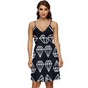 Black Diamond Pattern V-Neck Pocket Summer Dress  View1