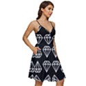 Black Diamond Pattern V-Neck Pocket Summer Dress  View2