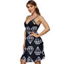 Black Diamond Pattern V-Neck Pocket Summer Dress  View3