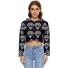 Black Diamond Pattern Women s Lightweight Cropped Hoodie by Ndabl3x