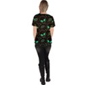 Alien Green Black Pattern Women s V-Neck Scrub Top View4