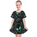 Alien Green Black Pattern Kids  Smock Dress View1