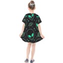 Alien Green Black Pattern Kids  Smock Dress View2