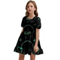 Alien Green Black Pattern Kids  Short Sleeve Dolly Dress View2