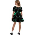 Alien Green Black Pattern Kids  Short Sleeve Dolly Dress View4