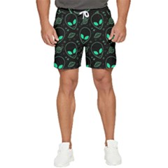 Alien Green Black Pattern Men s Runner Shorts by Ndabl3x