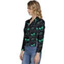 Alien Green Black Pattern Women s Long Sleeve Revers Collar Cropped Jacket View2