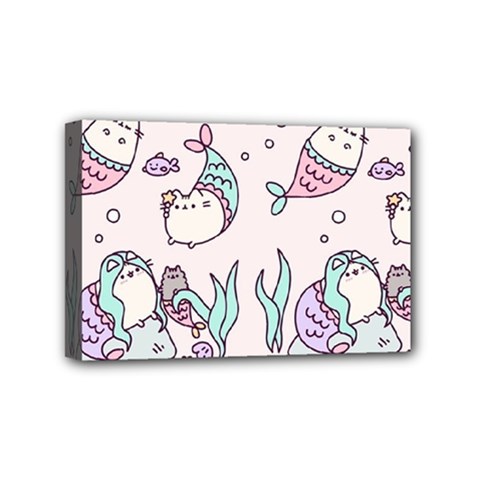 Cartoon Cat Cute Animal Kawaii Pastel Pattern Mini Canvas 6  X 4  (stretched) by Ndabl3x