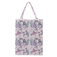 Cartoon Cat Cute Animal Kawaii Pastel Pattern Classic Tote Bag by Ndabl3x