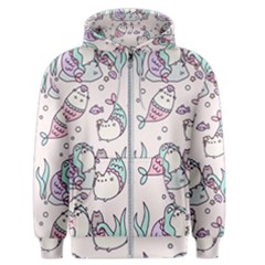 Cartoon Cat Cute Animal Kawaii Pastel Pattern Men s Zipper Hoodie by Ndabl3x